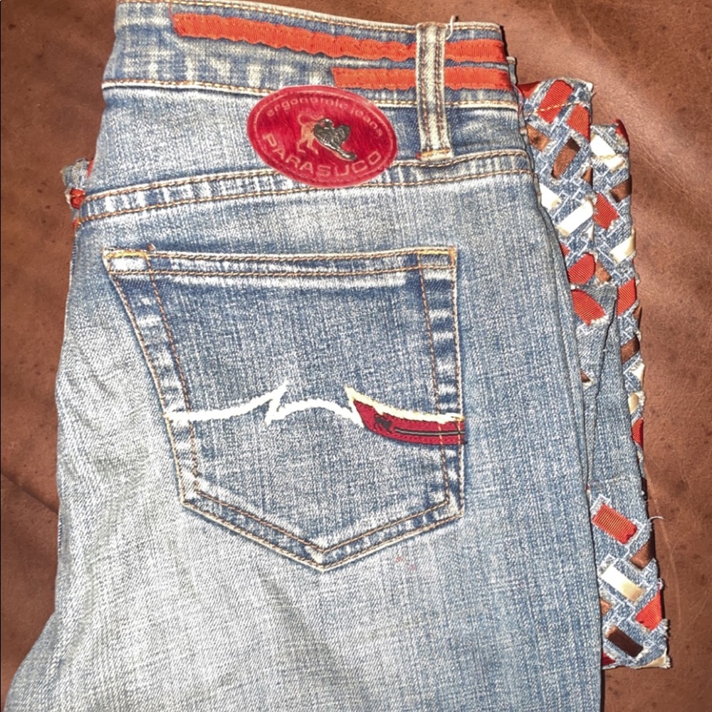paraduco denim cult embroidered bootcut/flare jeans y2k